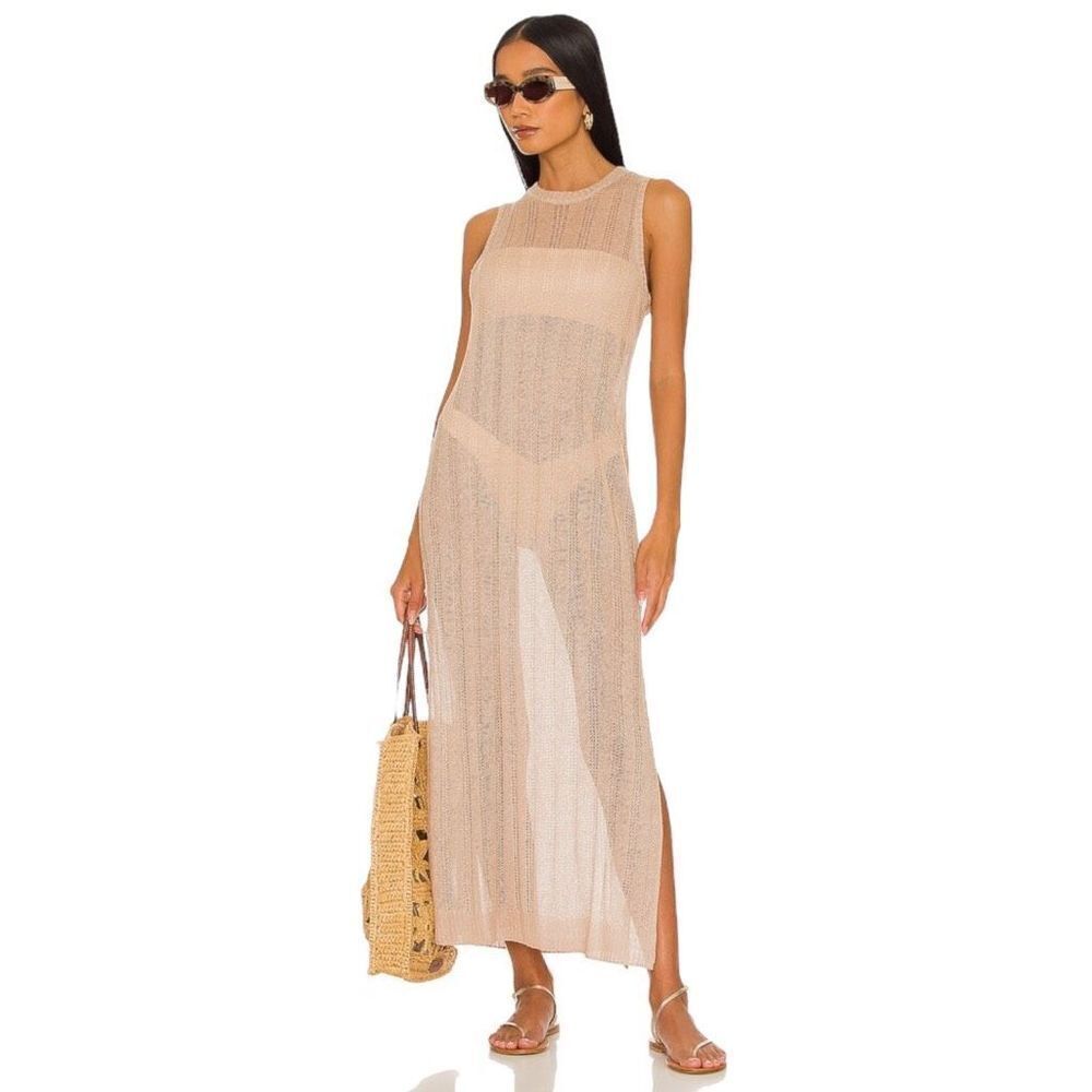 Bella Dahl Sleeveless Side Slit Midi Dress in Dark Sand